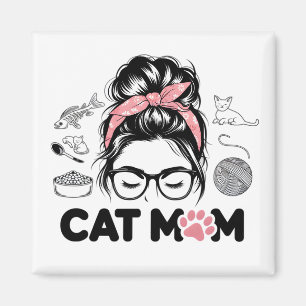 Aimant "Maman Chat" Femme Amoureuse de Chats Drôle et Mig