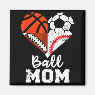 Aimant Maman de balle Cœur Drôle Football Basket-ball Bas