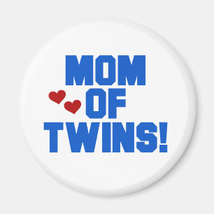 Aimant Maman de maillots et cadeaux Twins-Blue Text