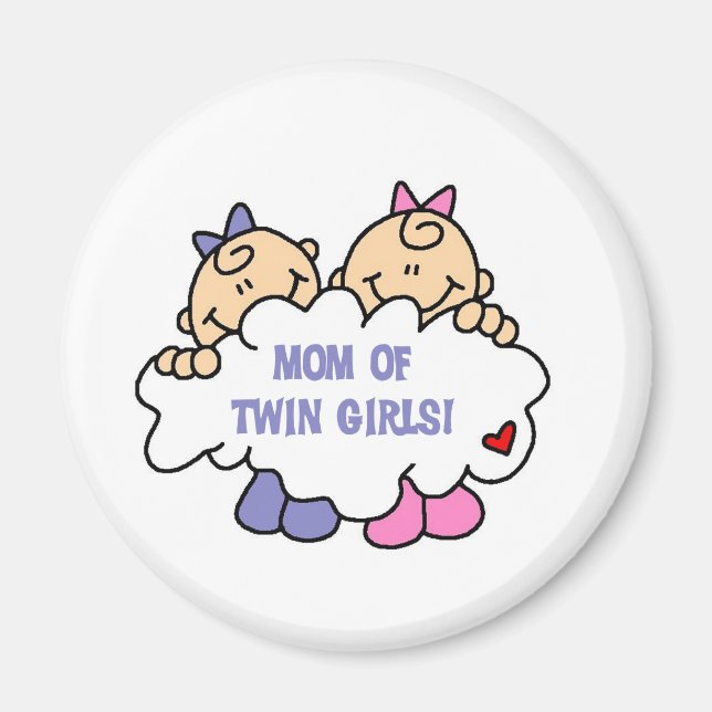 Aimant Maman de Twin Girls Tshirts et cadeaux (Devant)