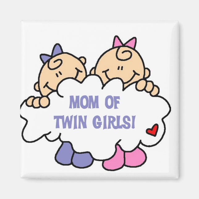 Aimant Maman de Twin Girls Tshirts et cadeaux (Devant)
