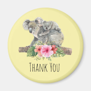 Aimant Maman et bébé Koala portent un Merci d'aquarelle