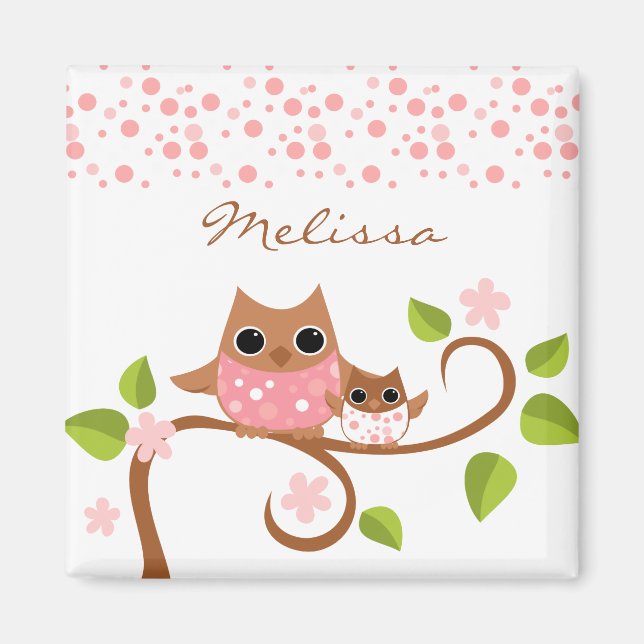 Aimant Maman et Chouettes pour bébés (Devant)