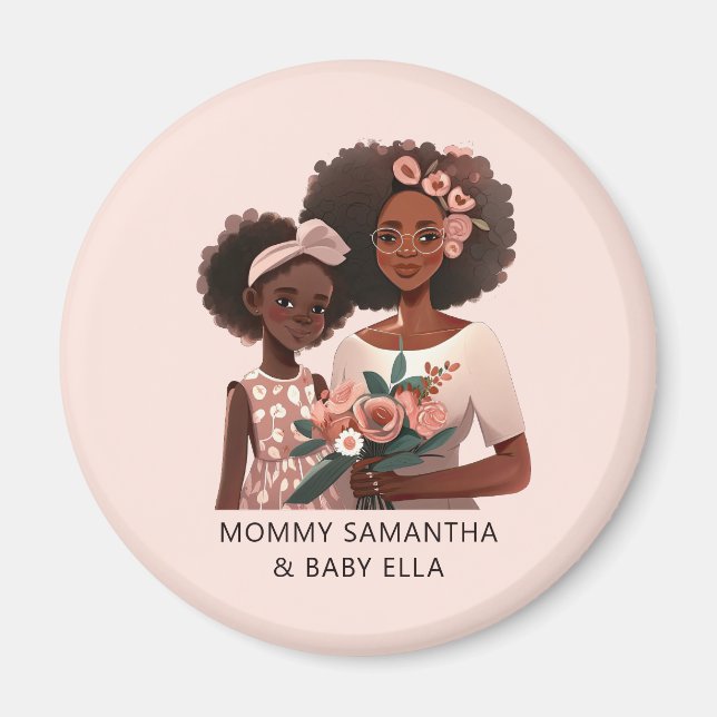 Aimant Maman et fille noire personnalisée (12) (Devant)