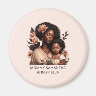 Aimant Maman et fille noire personnalisée (21)