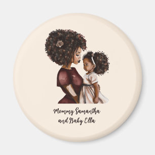 Aimant Maman et fille noire personnalisée (3)