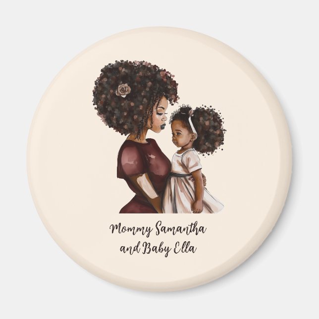Aimant Maman et fille noire personnalisée (3) (Devant)