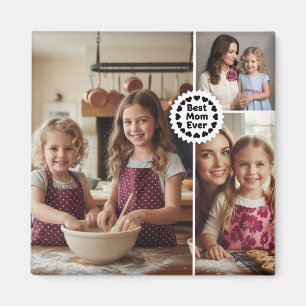 Aimant Maman la Meilleure Personnalisée Trois Photo Moder