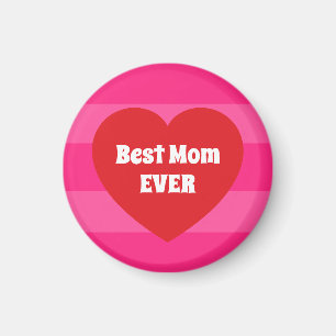 Aimant Maman la plus adorable avec cœur rouge et rayures