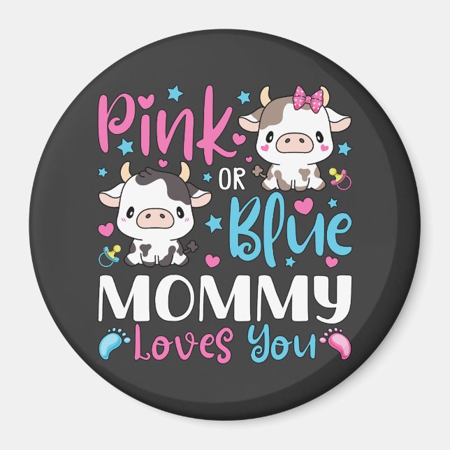Aimant Maman Rose Ou Bleue Aime Vous Cadeaux Vache Bébé C (Devant)