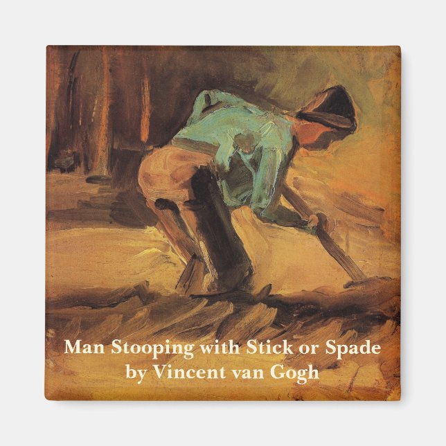 Aimant Man Stooping with Stick, Spade de Vincent van Gogh (Devant)