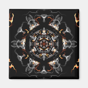 Aimant Mandala aux flammes grises et orange