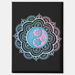 Aimant Mandala bleu et rose
