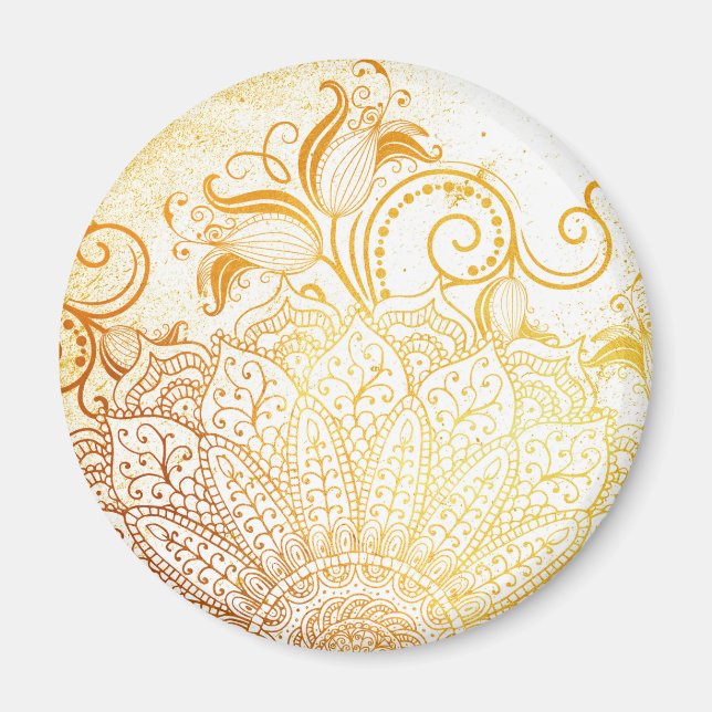 Aimant Mandala - Brosse dorée (Devant)
