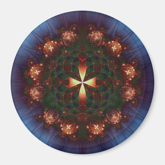 Aimant Mandala de la Croix Ornée (Devant)