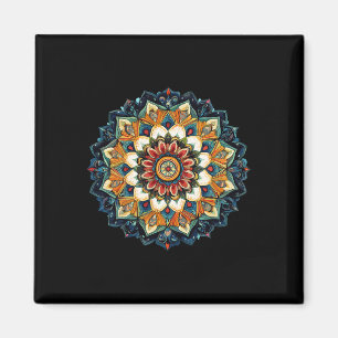 Aimant Mandala de l'explosion florale bohème pour la médi