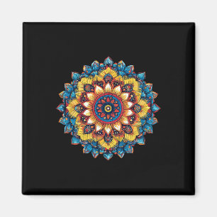 Aimant Mandala de lotus coloré de yoga méditation bohème