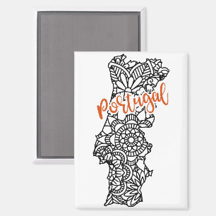 Aimant Mandala Floral Silhouette du Portugal