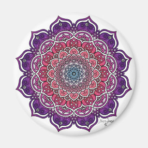 Aimant Mandala Florale rose-pourpre