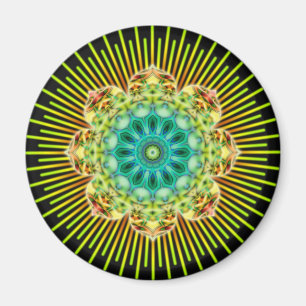 Aimant Mandala jaune vert   noir