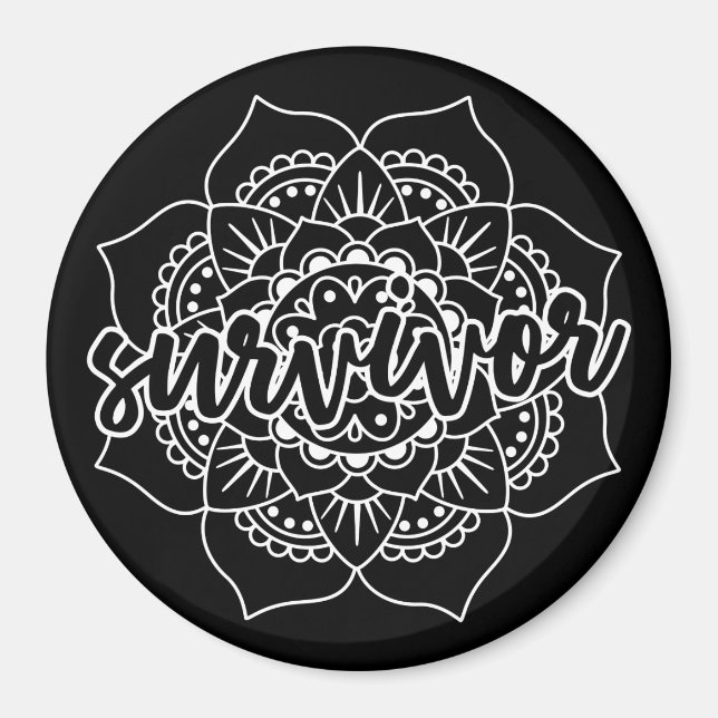 Aimant Mandala, la survivante du cancer en blanc (Devant)