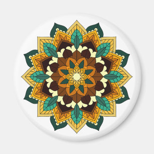 Aimant Mandala Motif 2002 en jaune et bronzette