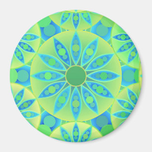 Aimant Mandala motif, turquoise, bleu, vert citron