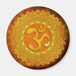 Aimant MANDALA OM - orange   brillance rouge