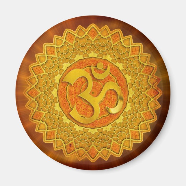 Aimant MANDALA OM - orange | brillance rouge (Devant)