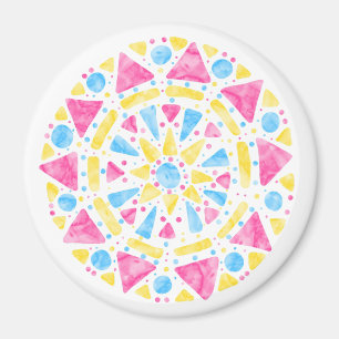 Aimant Mandala Pink Blue Yellow Pride drapeau