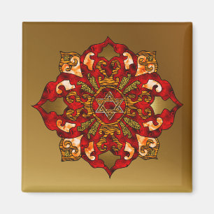 Aimant Mandala rouge de Hanoukka