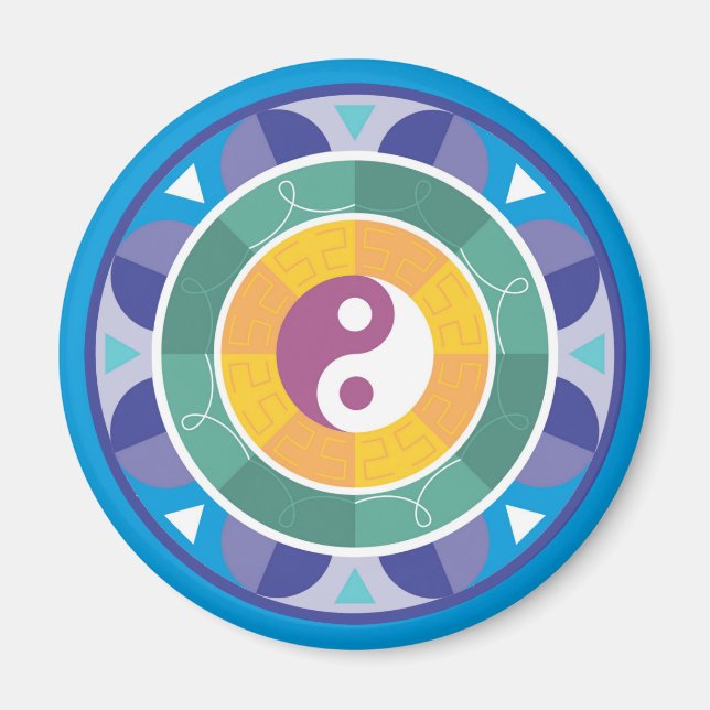Aimant Mandala Spirituelle Couleurs arc-en-ciel chinois Y (Devant)