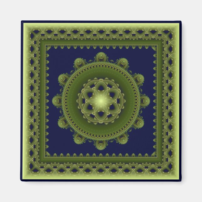 Aimant Mandala vert harmonique (Devant)