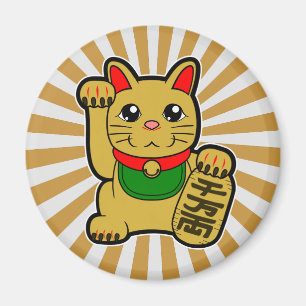 Aimant Maneki Neko : Chat chanceux d'or