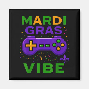 Aimant Manette de jeu vidéo rétro ambiance Mardi Gras de