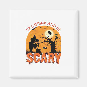 Aimant Manger Boire Et Être Effrayant Scène Halloween Vin