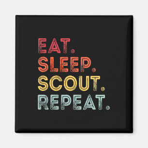Aimant Manger Dormir Scout Répéter Rétro Vintage Scout Po