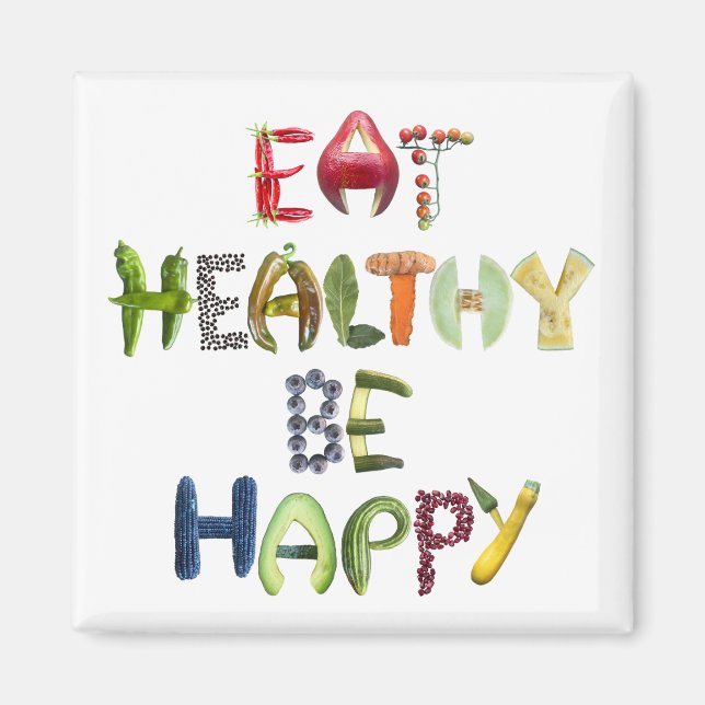 Aimant Mangez en santé et soyez heureux - Rappel nutritio (Devant)