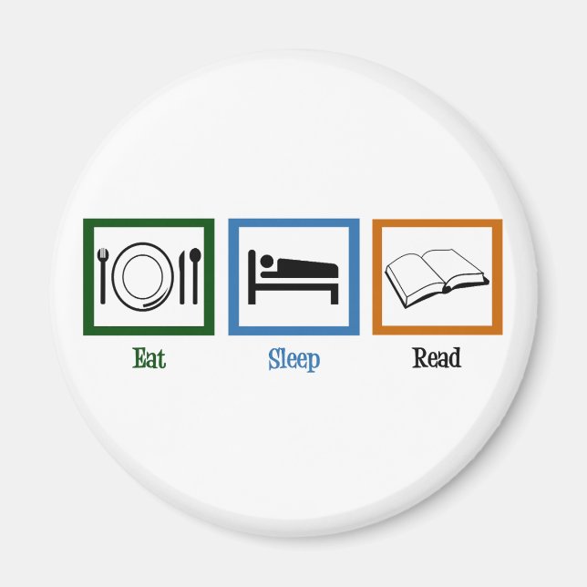 Aimant Mangez Sleep Lire Livres Drôle Bookworm (Devant)