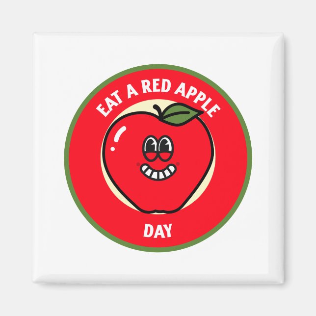 Aimant Mangez Une Journée De Pomme Rouge (Devant)