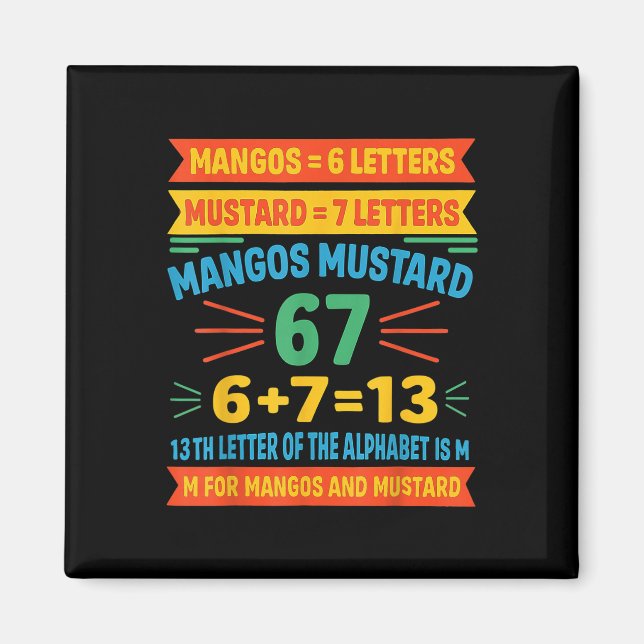 Aimant Mangos Moutarde 67 Tee Drôle Code Alphabet M Mème  (Devant)