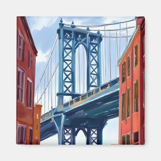 Aimant Manhattan Bridge New York City Painting (Devant)