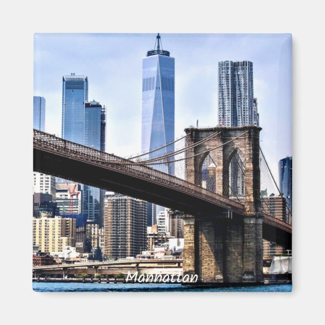 Aimant Manhattan, photo de la ville avec gratte-ciel (Devant)