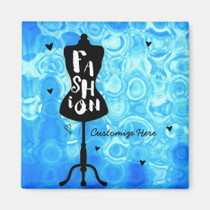 Aimant Mannequin Stand Vintage Retro Bleu MODE