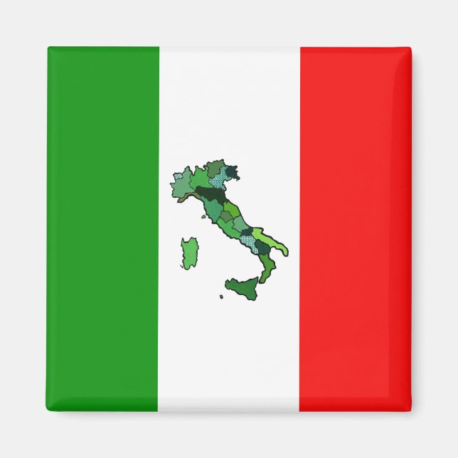 Aimant Map of Italy and Italian Flag (Devant)