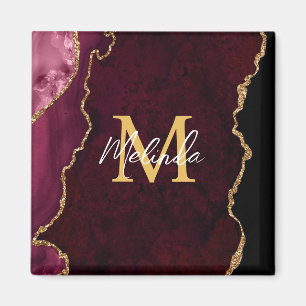 Aimant Marbre Agate Rouge et Or