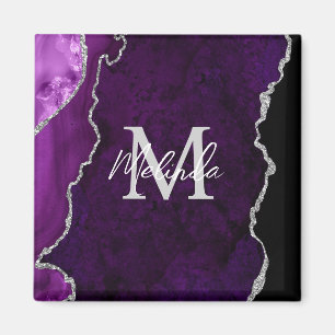 Aimant Marbre d'agate violet et argent