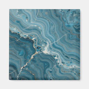 Aimant Marbre Veine d'Or Agate Bleue
