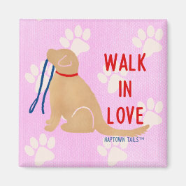 Aimant Marcher dans l'amour Golden Retriever Chien Rose M