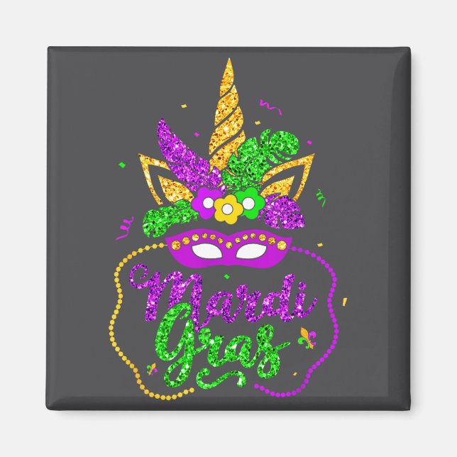 Aimant Mardi Gras 2024 Mask Beads New Orlean Party Women  (Devant)